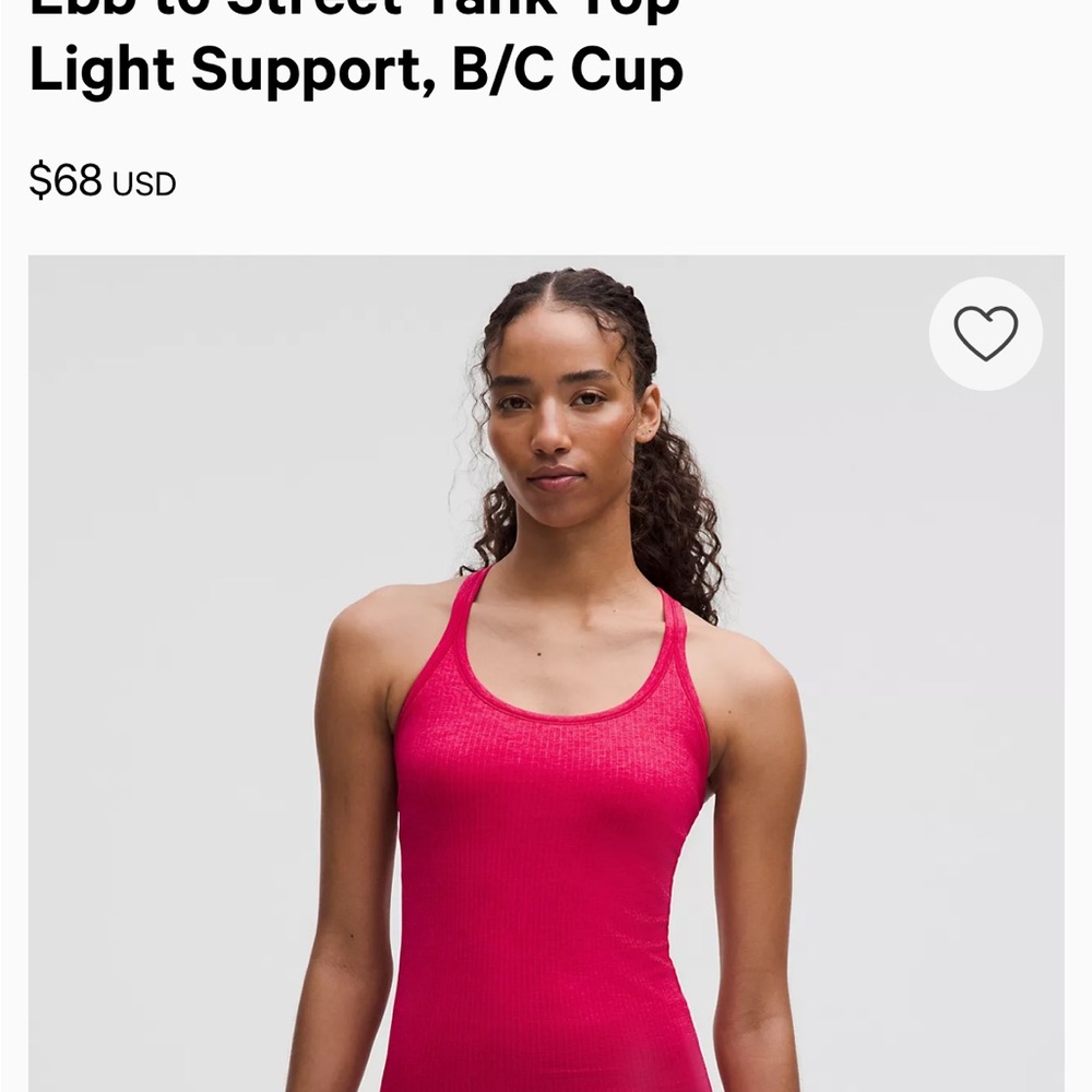 lululemon athletica Pink Tank Top - Light Support